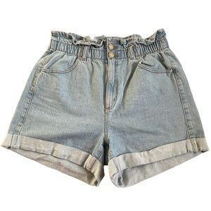 Garage Women’s Paperbag Waist Blue Denim High Waist Shorts Size 9/29 Cuffed